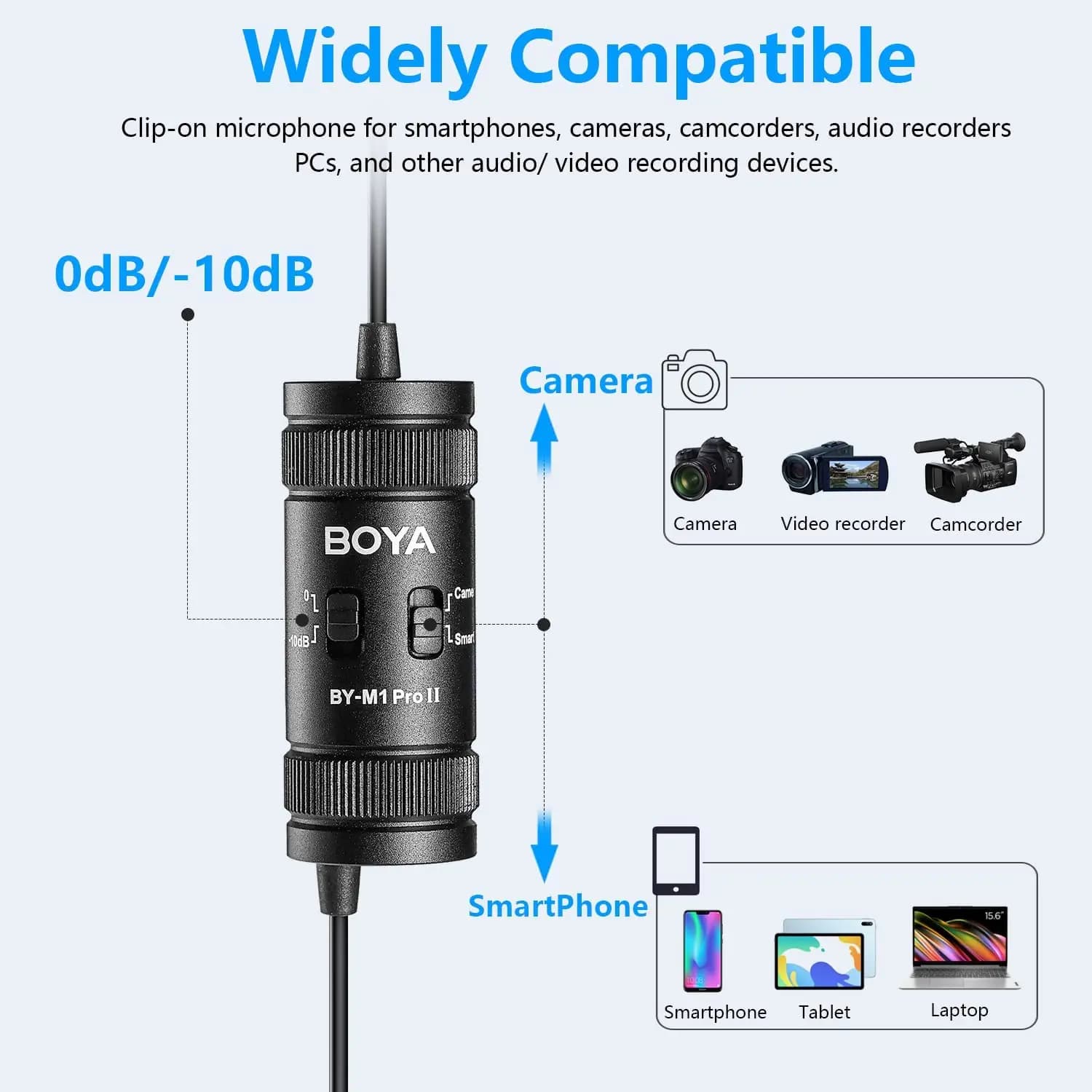 BOYA BY-M1 PRO II 3.5mm Lavalier Revers Microphone pour Téléphone Portable PC Ordinateur Portable Ca