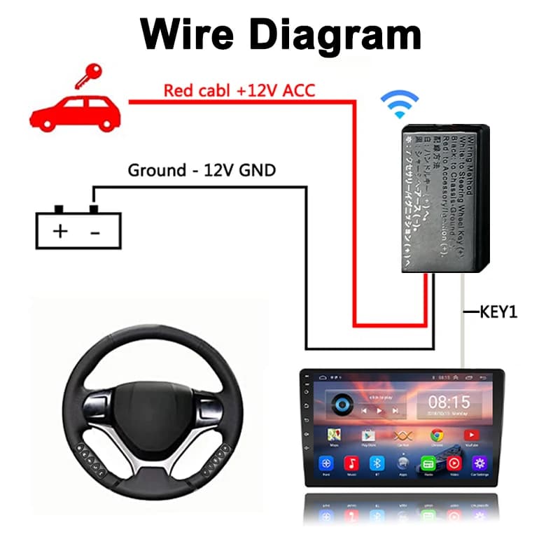 10 touches sans fil volant télécommande multi-fonction Android universel Bluetooth pour autoradio DV