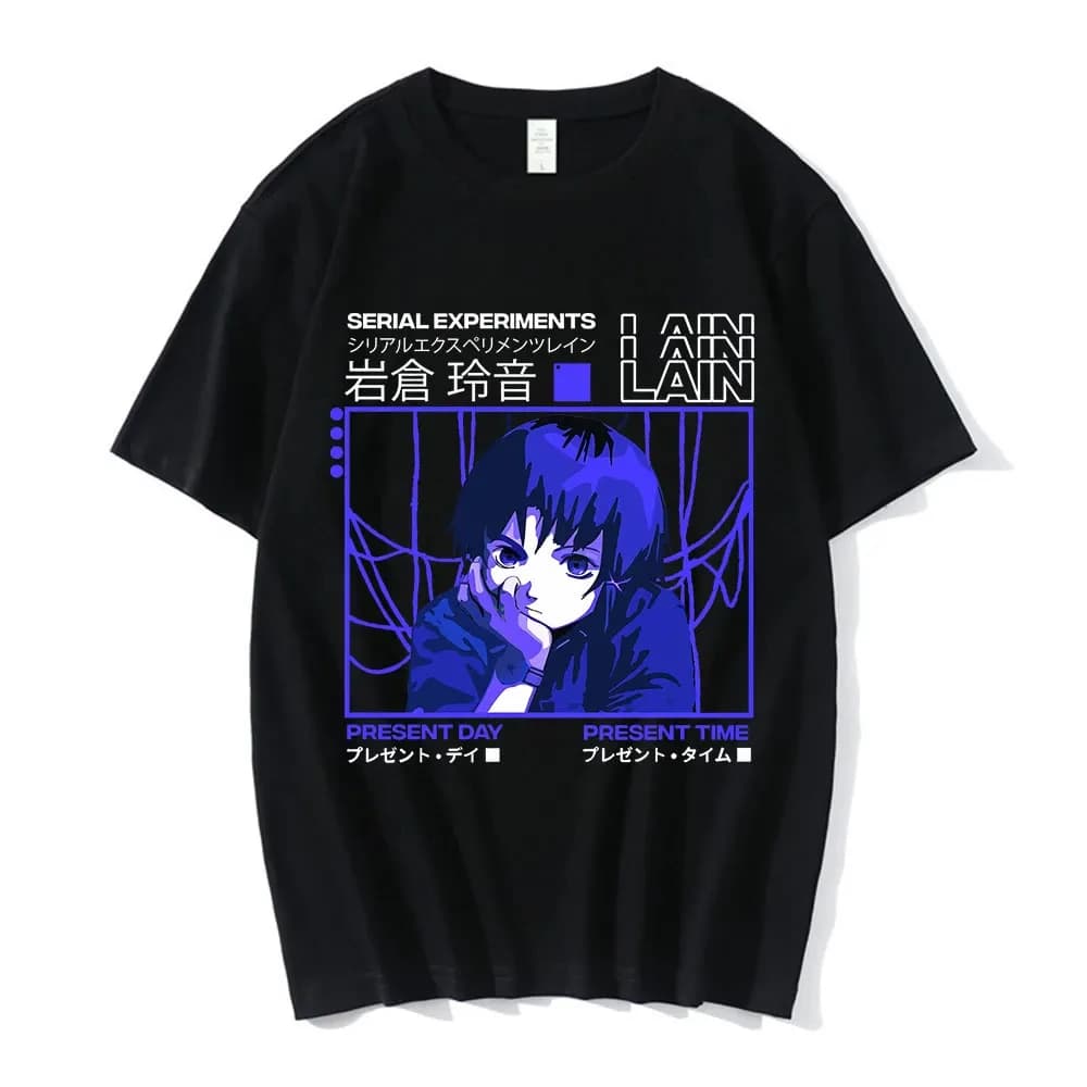 Anime expériences en série Lain T-Shirt hommes femmes graphique t-shirts unisexe Iwakura Manga fille