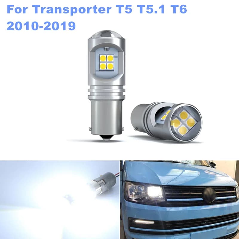 Pour VW Transporter T5 T5.1 T6 2010-2019 2 pcs/lot P21W Ba15s Canbus sans erreur blanc LED DRL feux 