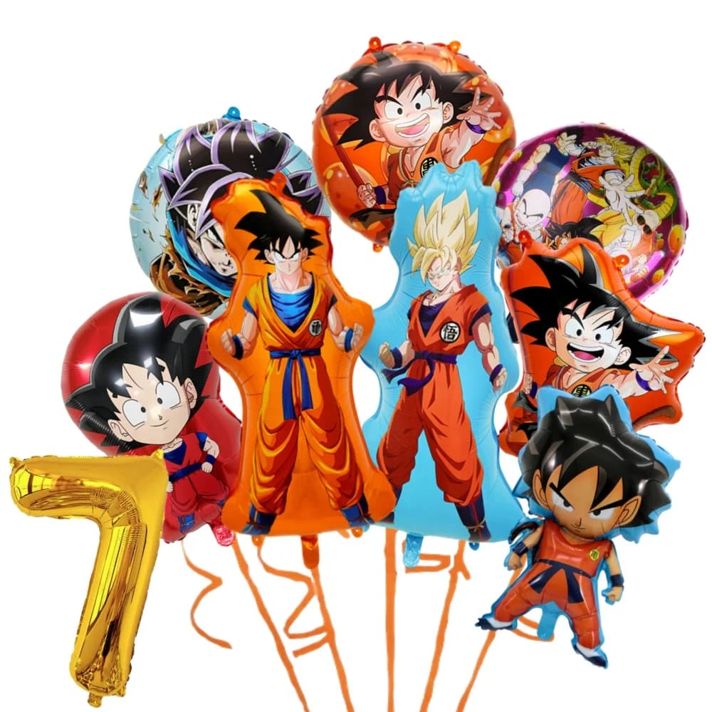 9 pièces Dragon Ball Z Ballons ensemble figurines d'anime Son Goku modèles feuille Ballon dessin ani