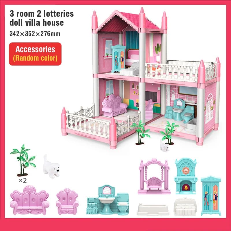Maison de poupée DIY : Maquette de villa avec meubles et arbres – Ensemble de jeu de rôle – Cadeaux 