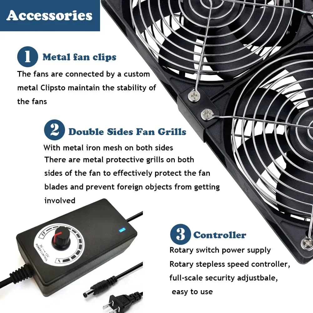 Ventilateur de refroidissement avec contrôleur, 120mm, 3000 tr/min, 12cm, 12V, 220V, BTC, châssis de