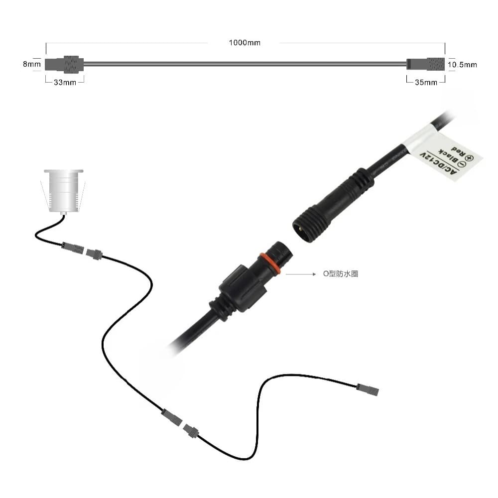Câble LED DC 2 broches, câbles d'extension de 1 mètre, connecteur LED mâle à femelle, connecteurs ét