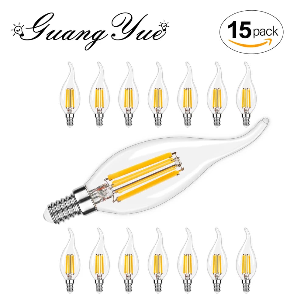 Ampoule de nuit en verre transparent C35, E14 E12 4W 6W, Filament LED blanc chaud, pointe courbée po