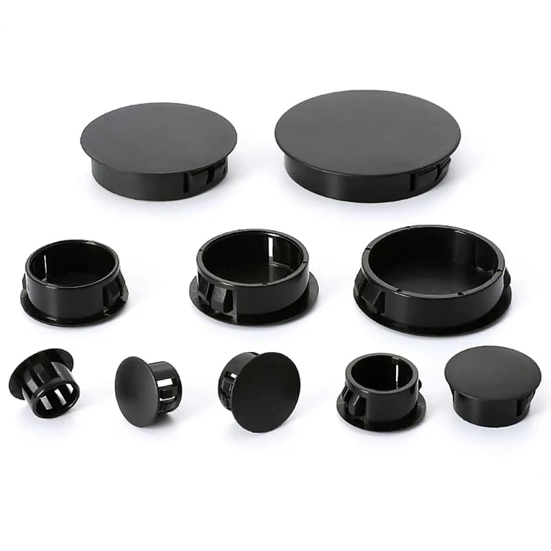 Bouchons Ronds Noirs en Plastique à Encliqueter, Couvercles pour Trous de Meubles et de Bureau, 5/5/