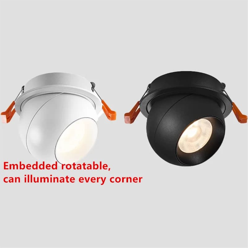 Downlights LED rotatifs intégrés 7W9W12W15W20W Anti-éblouissement COB spots plafonnier AC90-260V pou