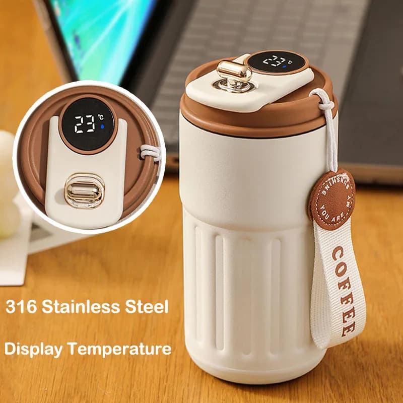 Bouteille Thermos de 450ml, affichage intelligent de la température, tasse sous vide en acier inoxyd