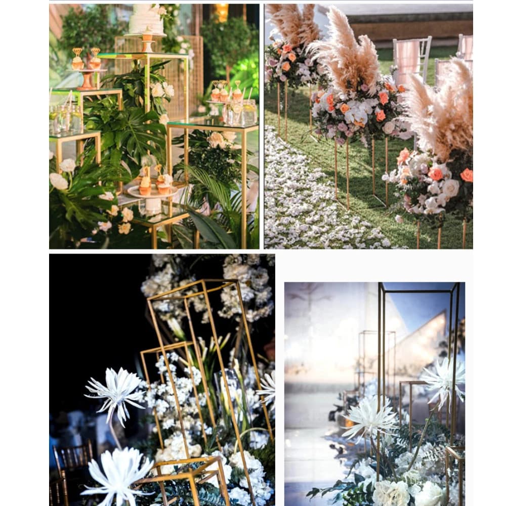 Support de Fleurs Rectangulaire en Métal localité, Décoration de Fond pour ixd'Anniversaire et de Ma