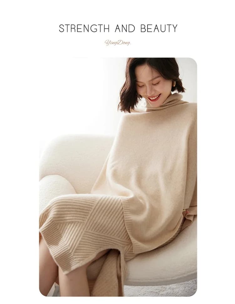 Poncho à col roulé en laine 100% pour femme, pull-over, châle tricoté, cape irrégulière, mode, doux 