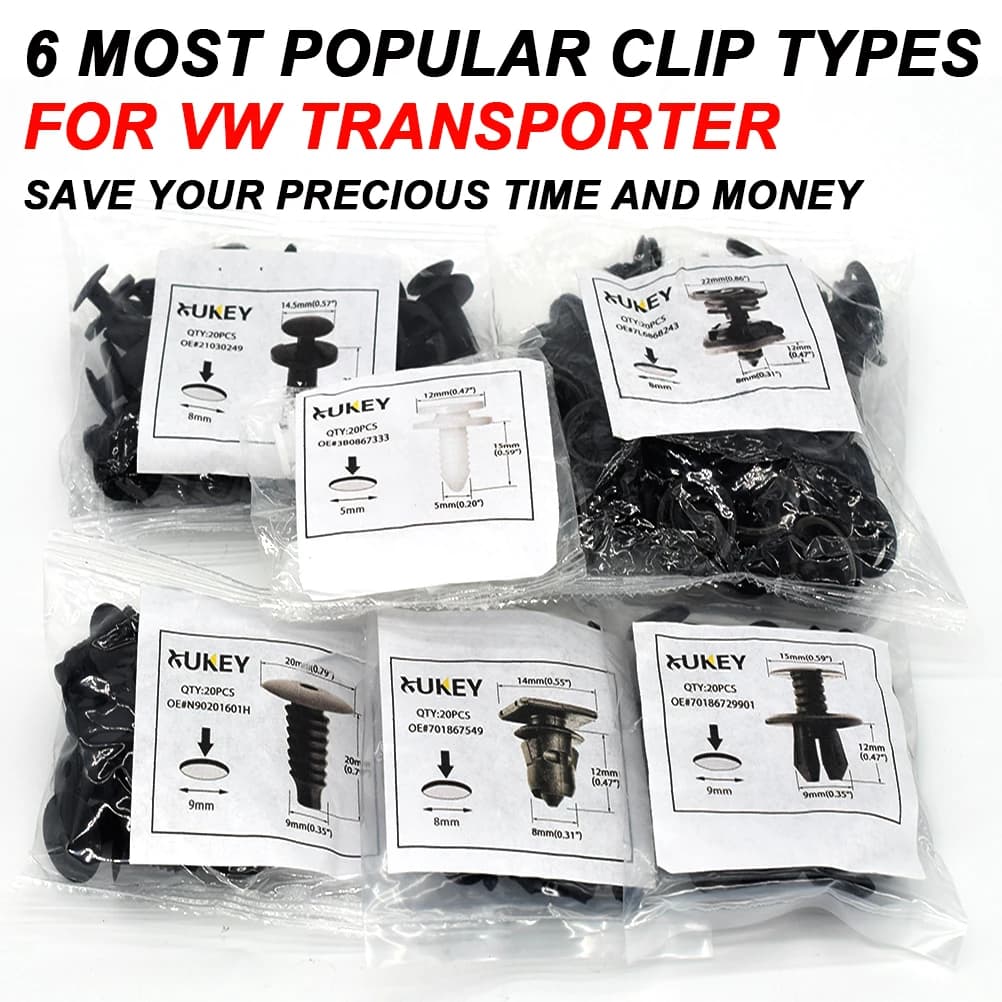 Clips de doublure de garniture de voiture, 120x, pour VW Transporter T4 T5 T6, retenue de pare-chocs