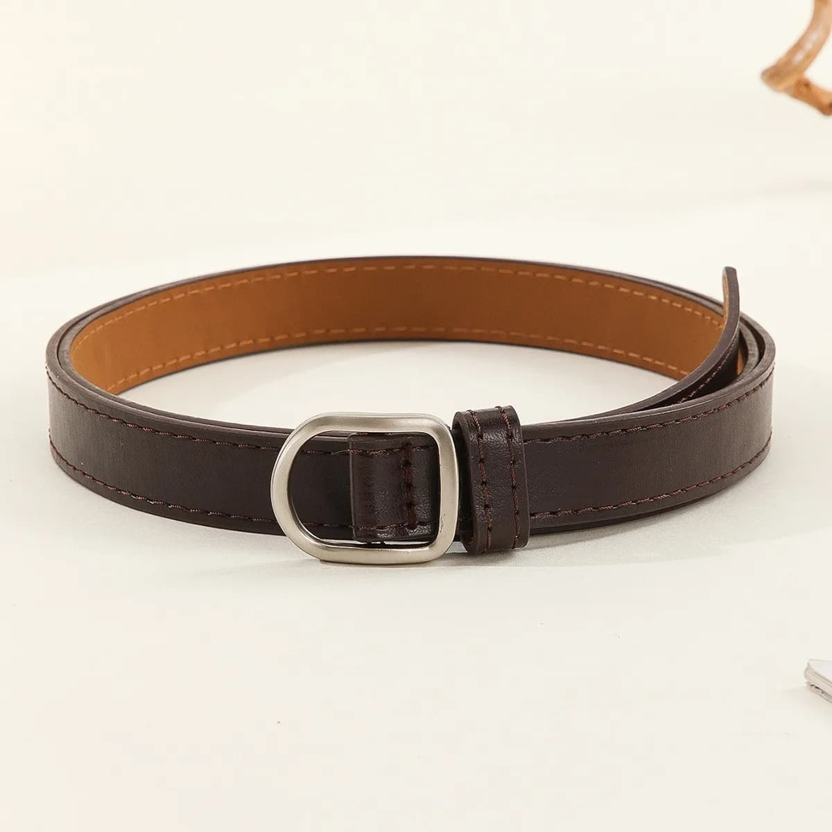 Ceinture paresseuse décontractée Simple perforée pour femmes, associée à des jeans, ceinture en cuir
