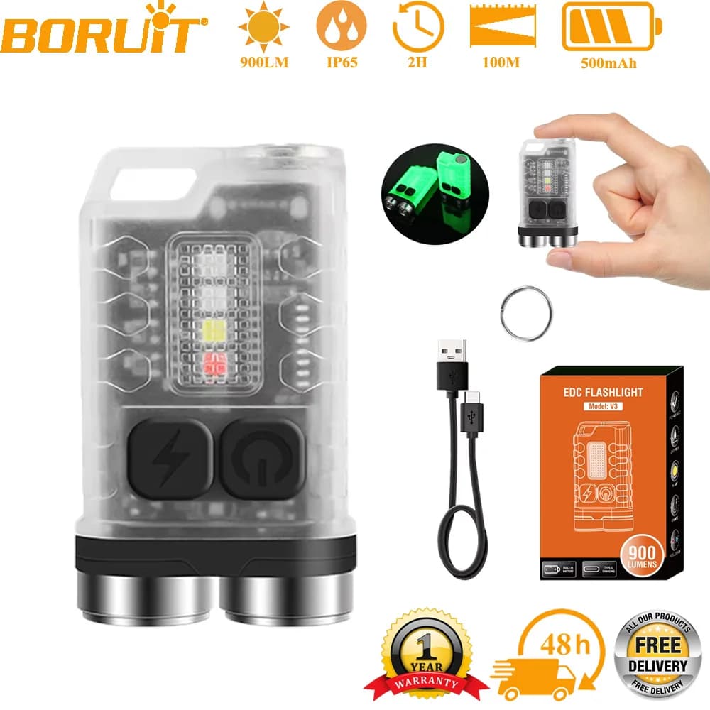 UiT-Porte-clés lampe de poche LED aste UiT V3 EDC, mini torche 900 lumens, lampe de travail de type 