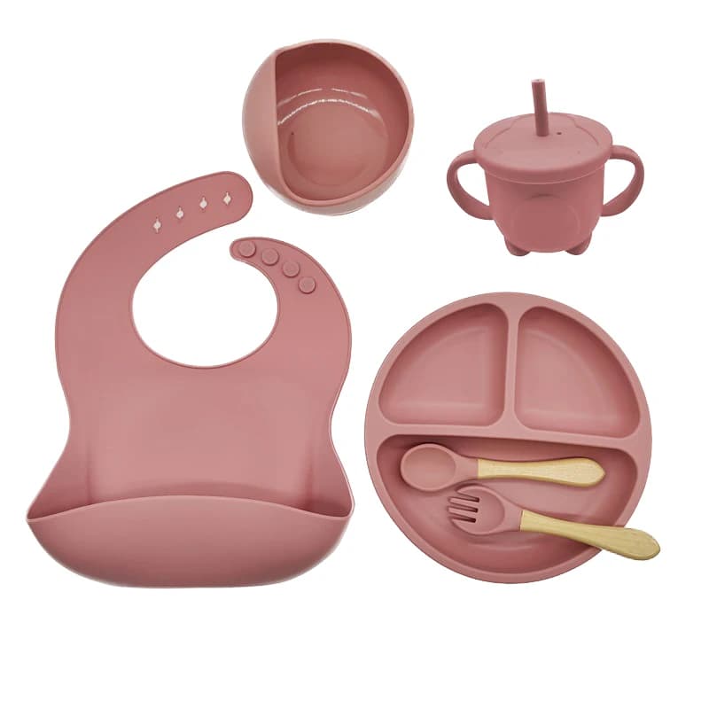 Ensemble de vaisselle en Silicone pour enfants, 6/8 pièces, vaisselle, ventouses, fourchettes, cuill