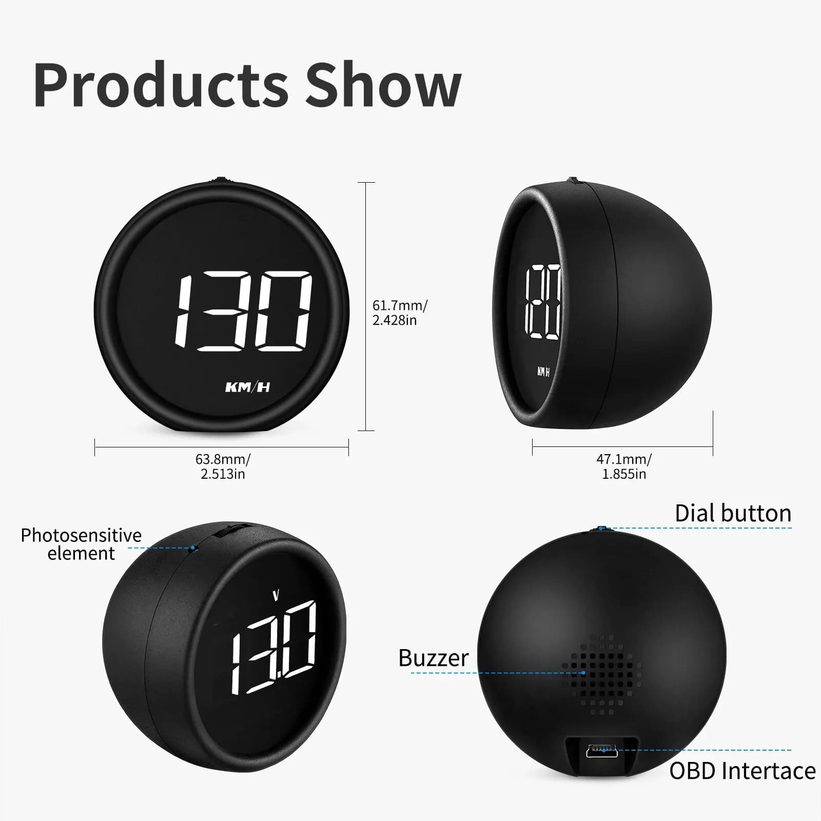 AD B1 affichage tête haute OBD2 HUD compteur de vitesse projecteur de voiture alarme EOBD consommati