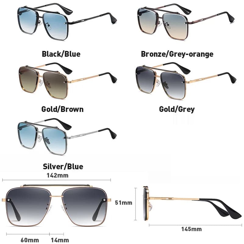 Nouvelles lunettes De Soleil dégradées pour hommes mode métal grand cadre lunettes De Soleil marque 