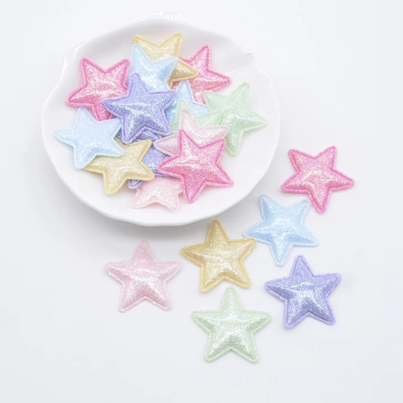 50 pièces 25mm Bling PU cuir étoile Applique pour bricolage fille chapeaux pinces à cheveux décor ac