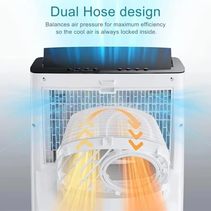 Climatiseur portable à onduleur de 14 000 BTU (12 000 BTU SACC) avec pompe à chaleur, double tuyau, 