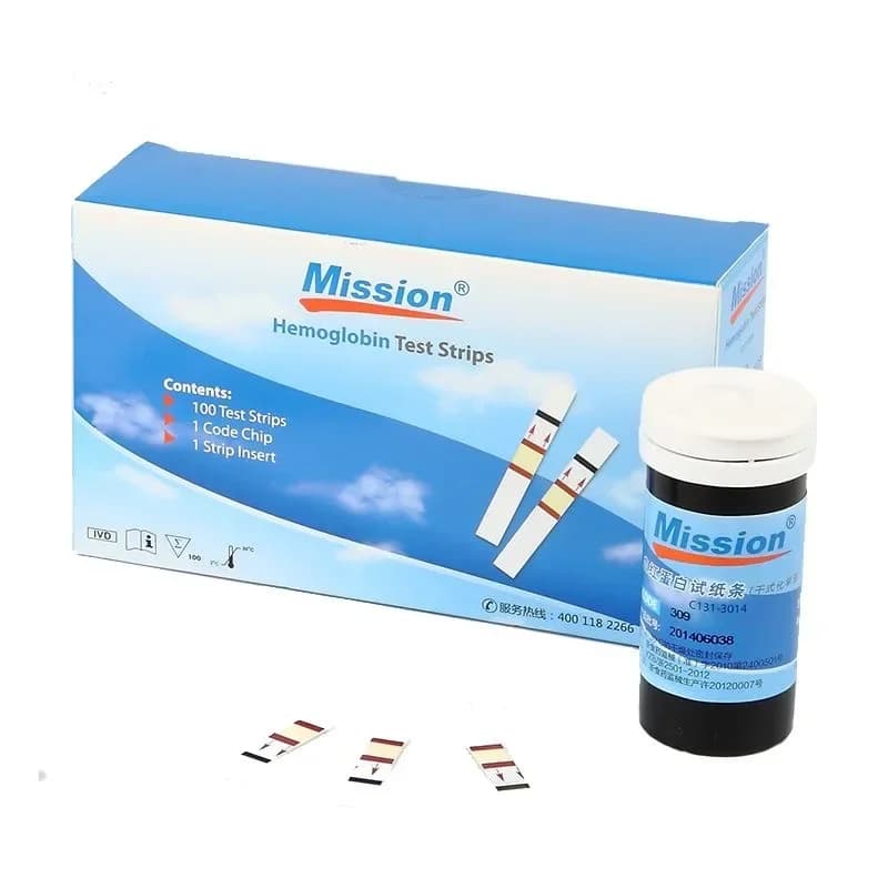 Bandelette de test d'hémoglobine Mission, testeur d'anémie Hb à domicile, test hémique, papier de te