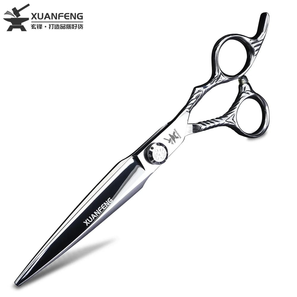 Ciseaux à cheveux XUANTENG en argent de 7 pouces, ciseaux de coiffure en acier 440C et ciseaux à eff