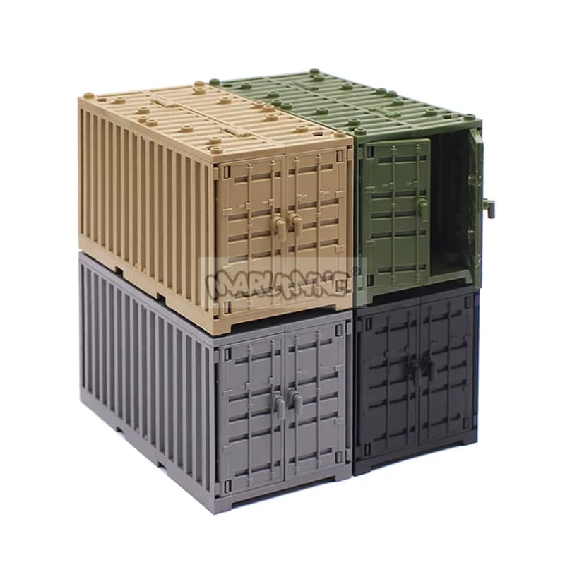 Marumine MOC – boîtes de conteneurs militaires, accessoires en briques, blocs de construction de scè