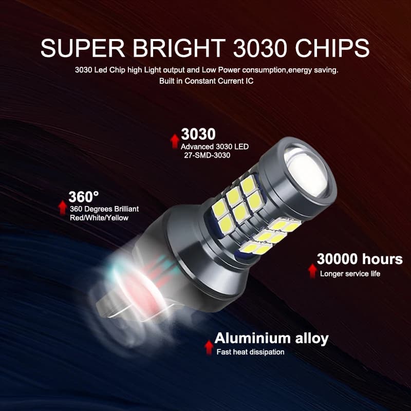 NLpearl 2x T20 LED 7440 WY21W W21W ampoule LED 7443 W21/5W Led T20 Super lumineux 3030SMD feu de rec
