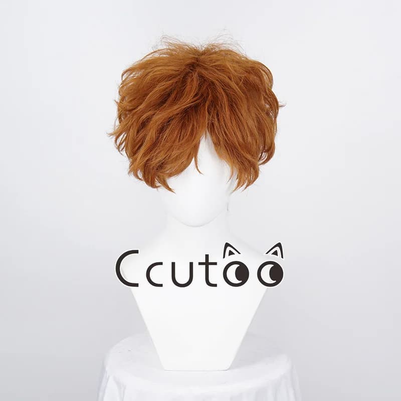 Anime culotte et bas avec porte-jarretelles Burifu Cosplay perruque 30 cm court Orange cheveux boucl