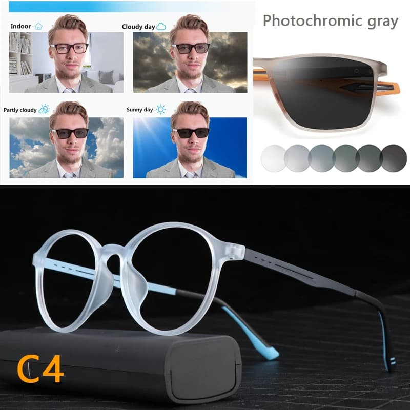 Lunettes photochromiques ultralégères en titane pour hommes et femmes, verres pour myopie, lunettes 