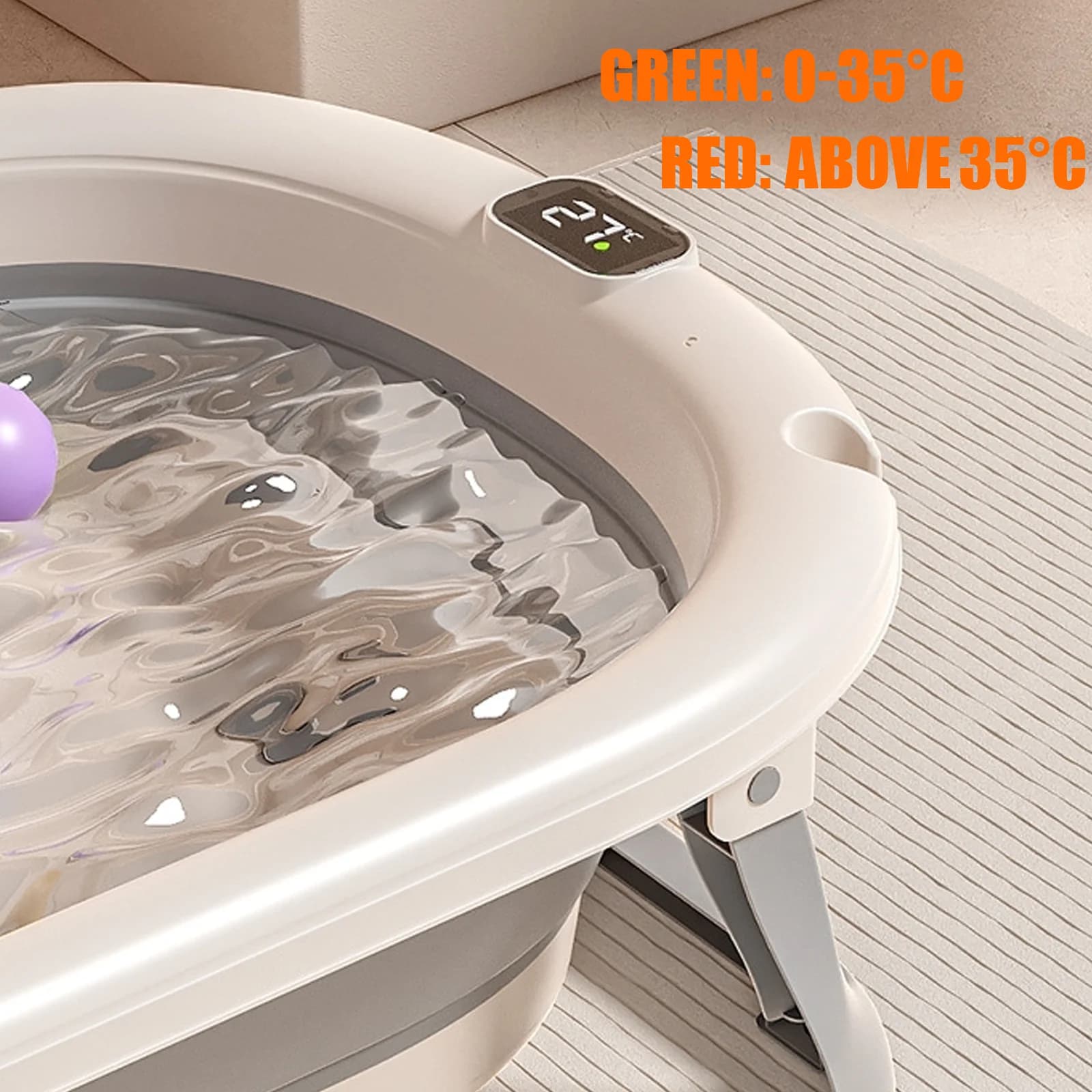 Baignoire Bébé Pliable  - Avec Coussin De Bain Et Thermomètre Intégré - Idéal Pour Cadeau De Naissan
