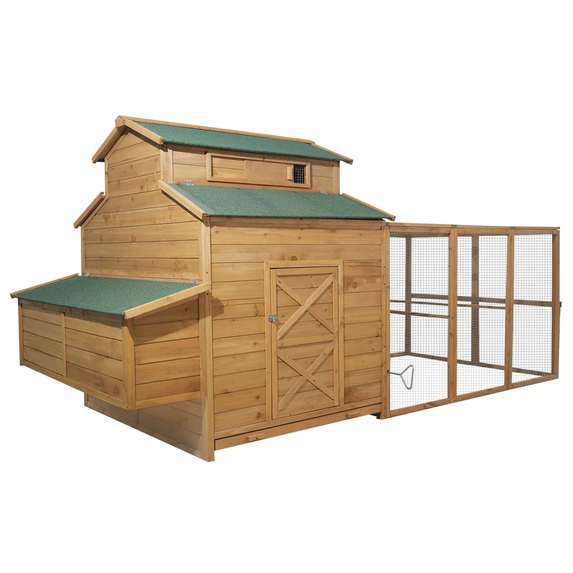 Rabbit Coop Extérieur Jetable Super Large, Toit Isolant Pluie, Boîte à Oeufs, Rampe Anti-Fuite pour 