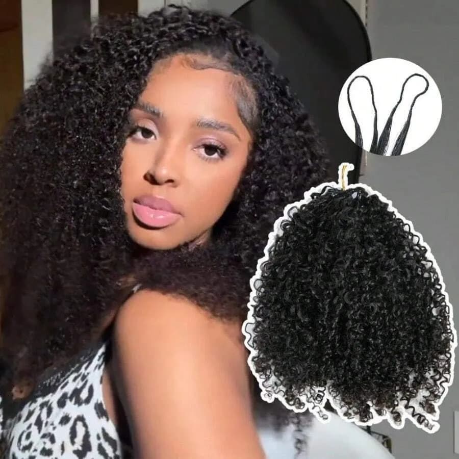 Tresses Bohèmes Bouclées au Crochet Cheveux Humains Sans Nœuds 300g Pré-Séparées Plumes au Crochet C