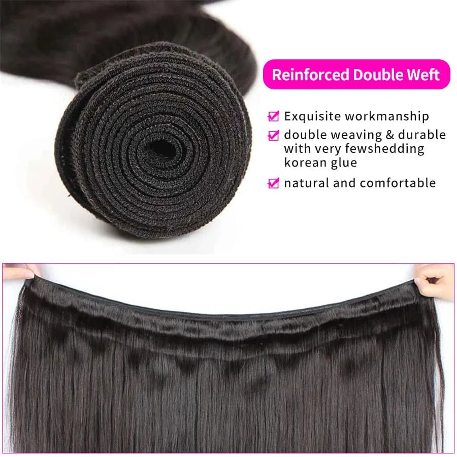 Extensions de Cheveux Humains Brésiliens Ondulés (Body Wave) – Lots de 1/3/4 Pièces, Noir Naturel, 1