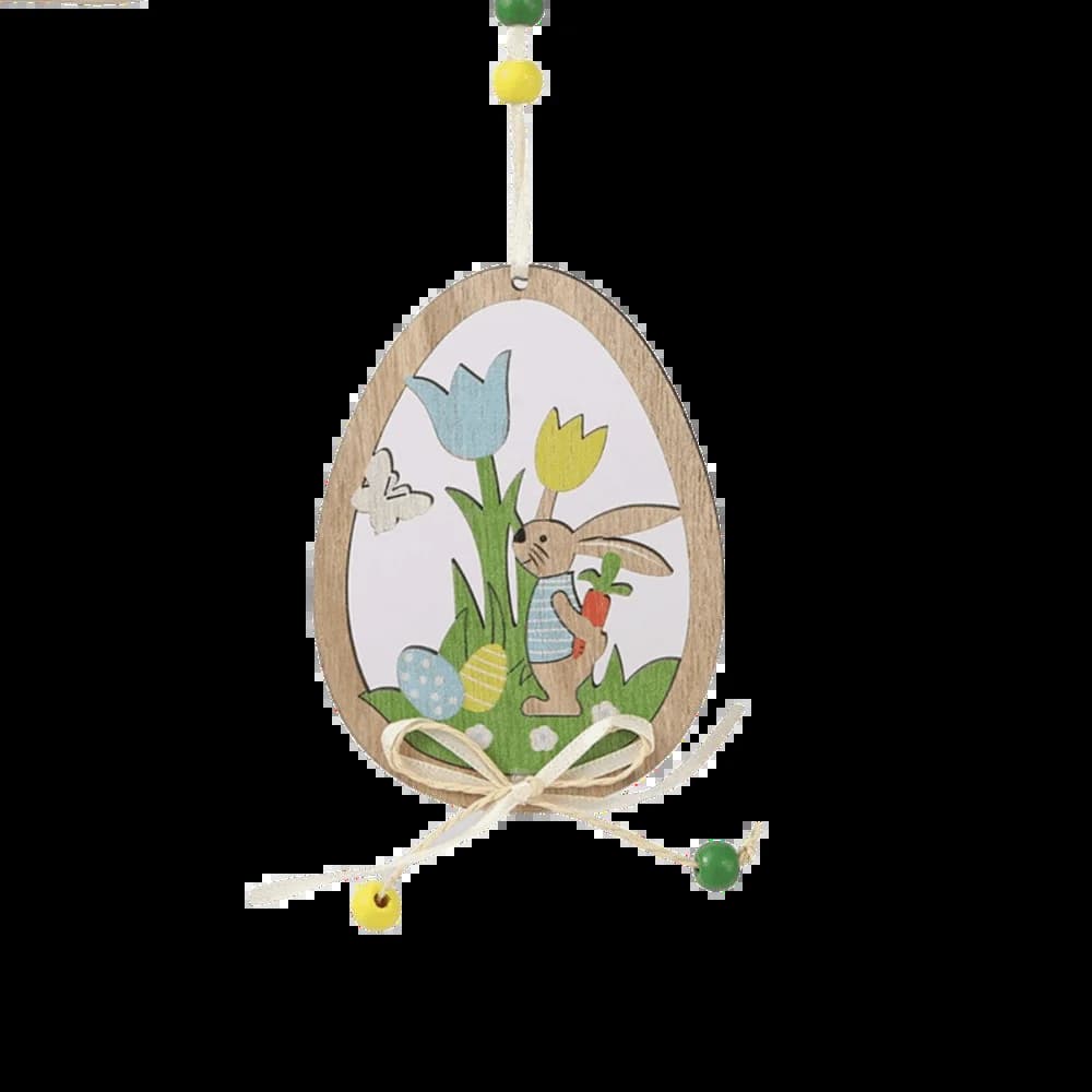 Décorations de Pâques, ornements de Pâques, œufs de Pâques en bois, ornements en bois, design lapin 