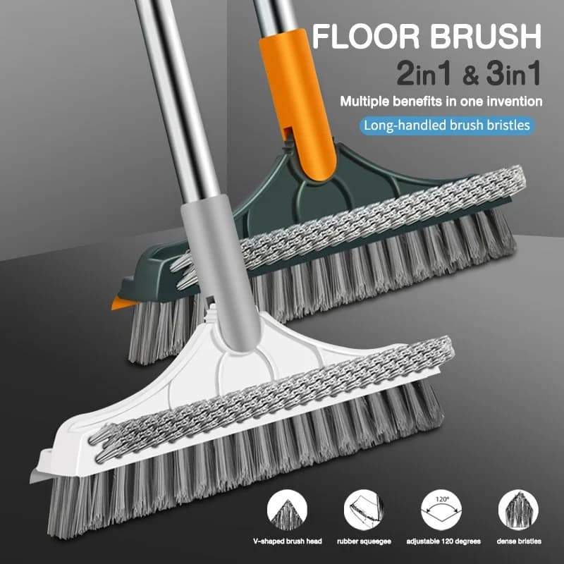 Brosse de nettoyage 3 en 1, brosse de nettoyage pour le nettoyage de la salle de bain avec manche Lo