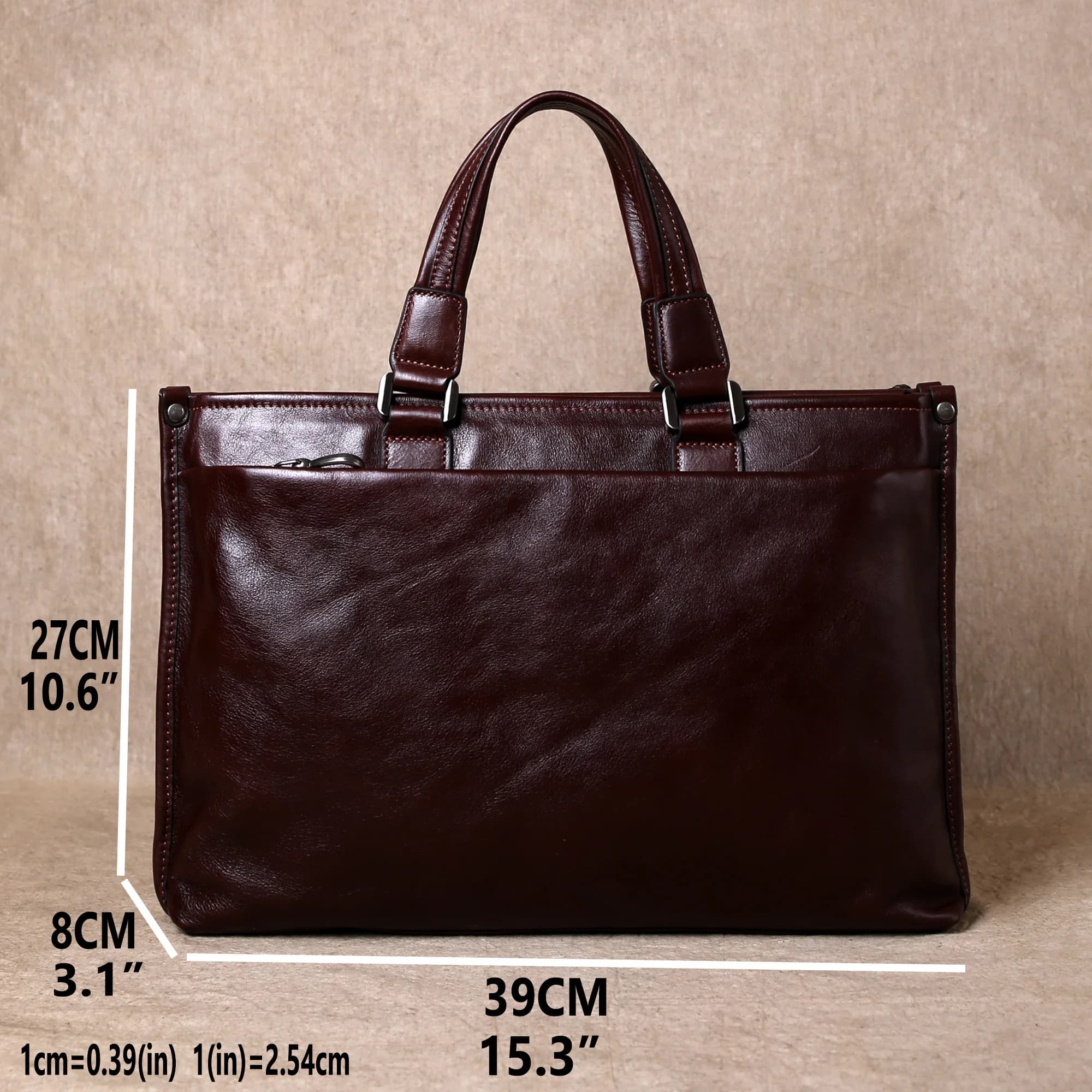 Sac à main en cuir de soie tanné végétal, mallette d'affaires décontractée, sac d'ordinateur 14 ", s