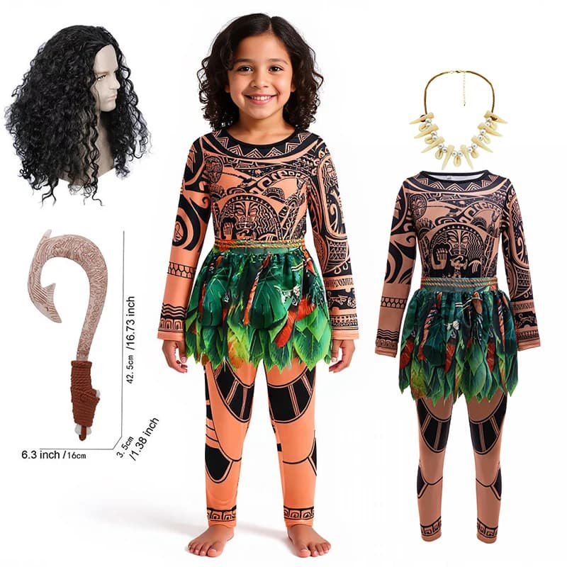 Moana film personnages de dessins animés Maui enfants garçons Costume Maui tatouage haut + pantalon 