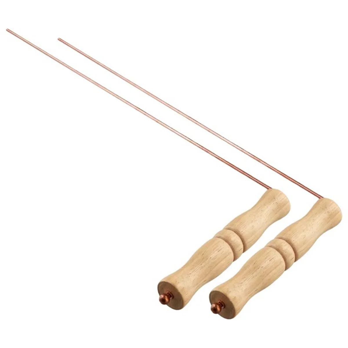 BAAU Kit de tiges de radiesthésie en cuivre pour outil de divination - 2 pièces poignées en bois nat