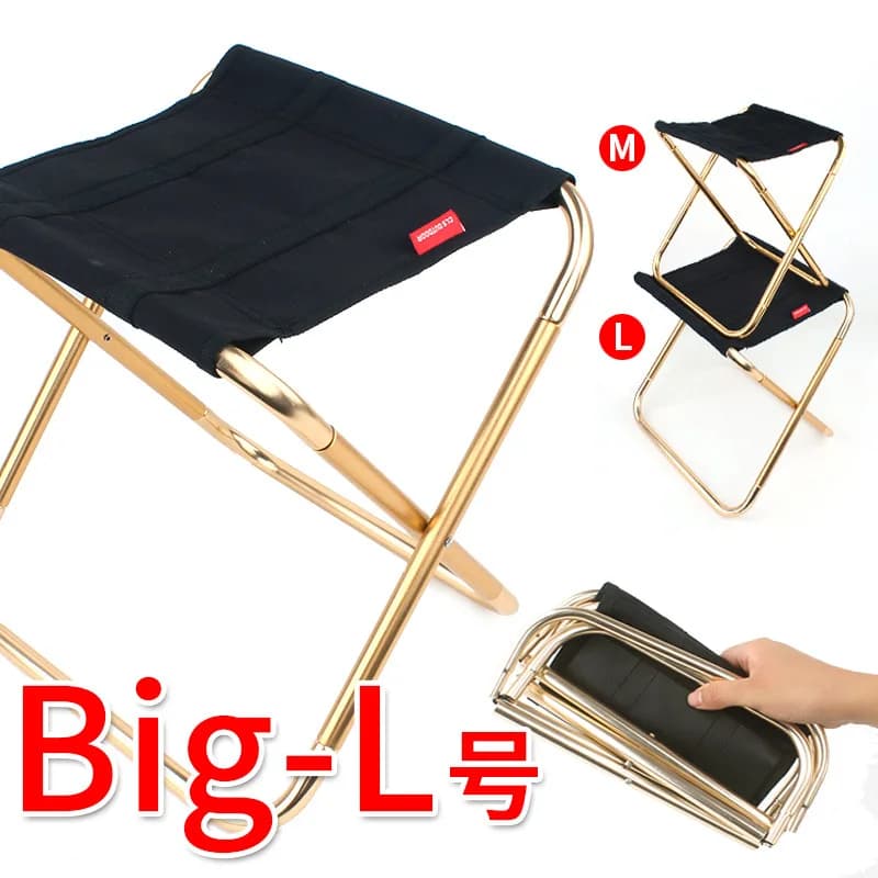 Grand tabouret pliant en alliage d'aluminium 7075, Portable, pour l'extérieur, Barbecue, pêche, Camp