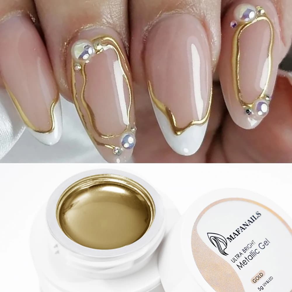 1 boîte de vernis à ongles Gel métallique effet miroir doré, ligne de Nail Art française/peinture de