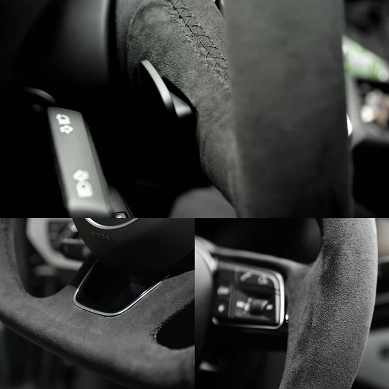 Housse tressée pour volant de voiture, personnalisée, en daim souple, 100% adaptée à la Porsche 911 