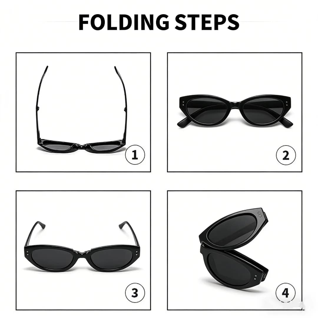 Lunettes ovales minimalistes œil de chat pour femmes, lunettes de soleil pliantes d'extérieur, ombra