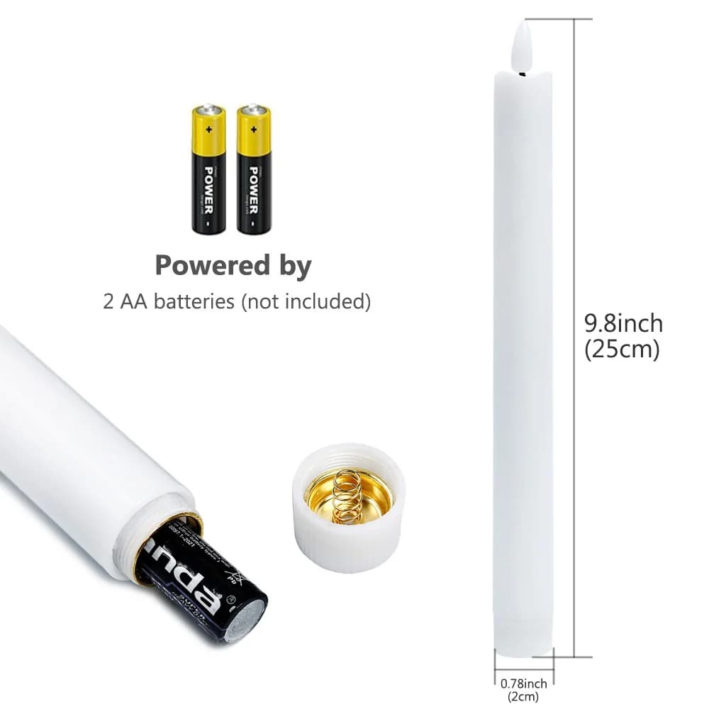 2Pack LED bougies coniques sans flamme lumières 3D mèche batterie bougies de Simulation de noël boug