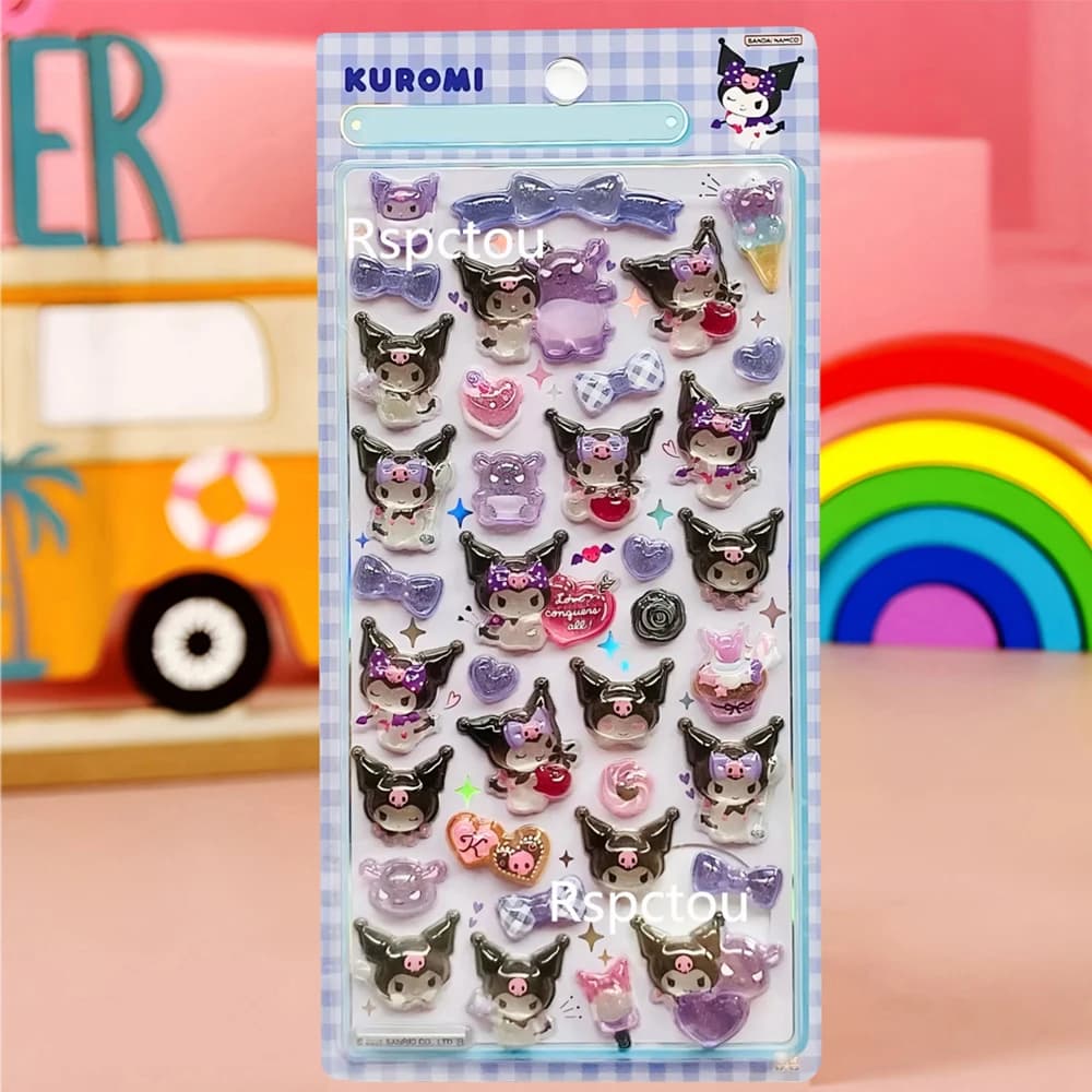 Sanrio – autocollants 3D en Relief, mignons, esthétiques Kuromi cannelle ma mélodie, gelée, décorati