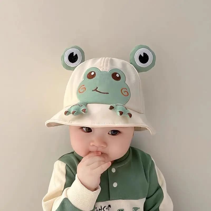 Chapeau de bébé petite grenouille mignon pour la protection solaire, chapeau de pêcheur pour enfants