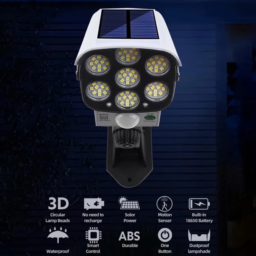 Lampes solaires à détecteur de mouvement extérieur, budgétaire à 77 LED, étanche, sans fil, fausse c