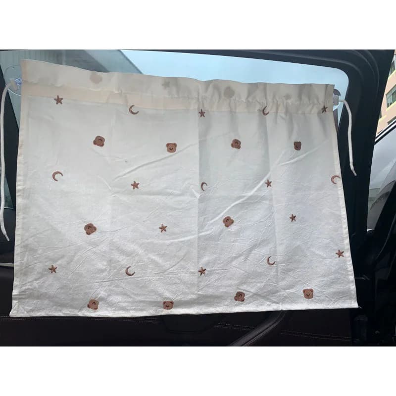 Rideau de voiture brodé pour bébé, pare-soleil pour enfants, protection UV, rideau de fenêtre, ours 
