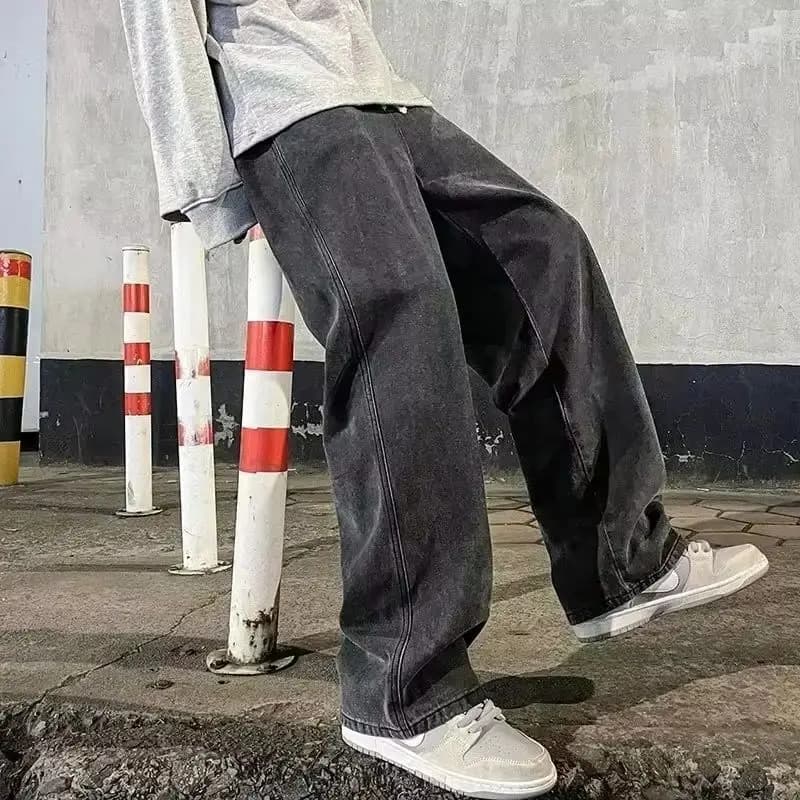 Nouveaux jeans américains à cordon de serrage pour hommes, printemps-automne, pantalons décontractés