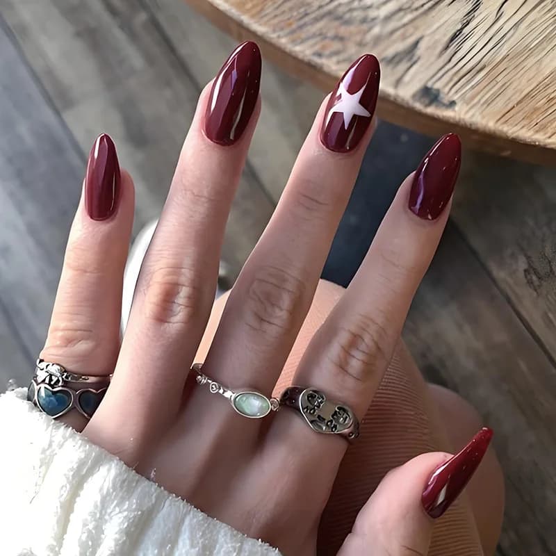 24 pièces amande presse sur ongles Y2K étoile diamant conceptions pour filles Cool couleur nue faux 
