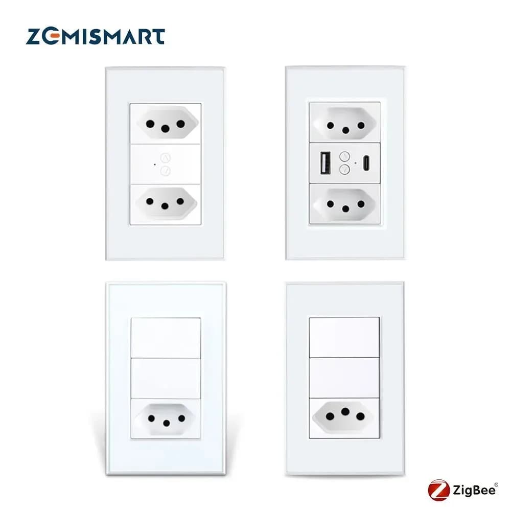 Zemismart Zigbee prise brésilienne fonctionne avec Tuya Smart Life 10A 20A prises brésiliennes Alexa