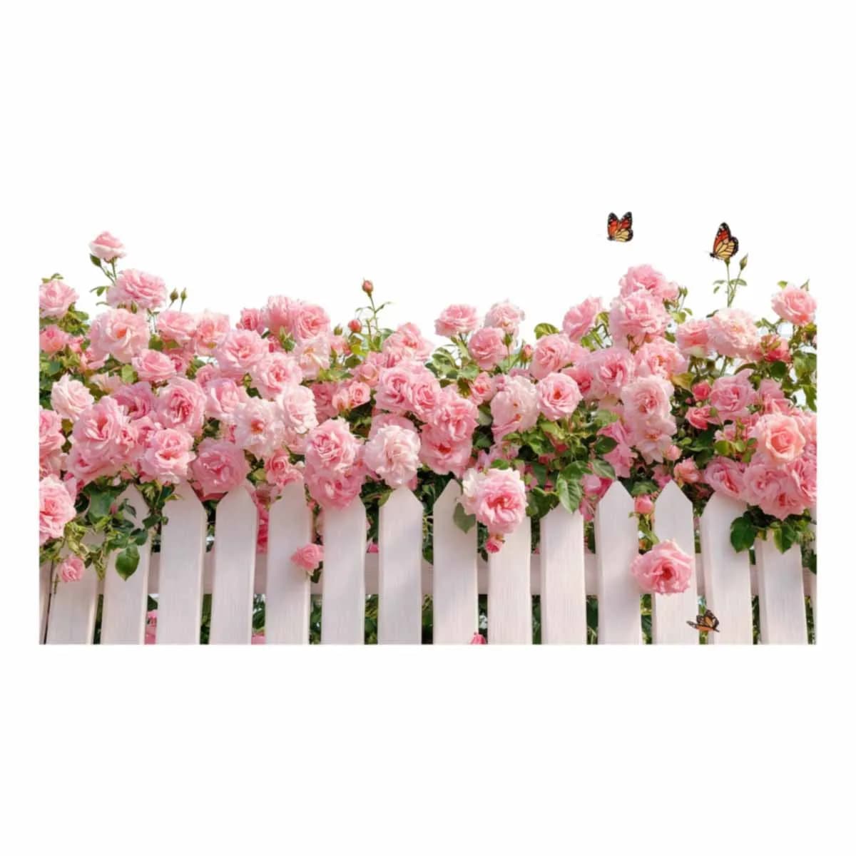 Décoration murale autocollante Rose Rose pour salon, chambre et bureau – Motif clôture fleurie